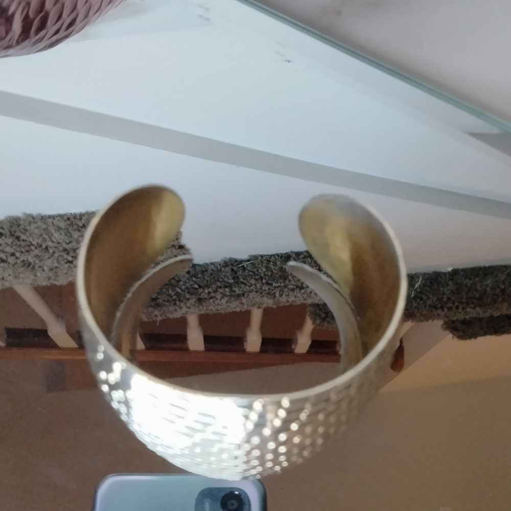 Cuff Silver and Gold Textured  Bracelet - Picture 3 of 7